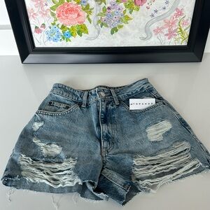 Topshop A-line high waisted jean shorts.